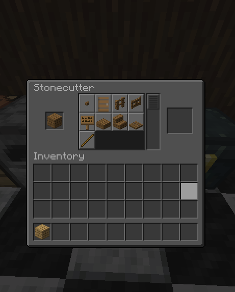 dark oak planks in a stonecutter