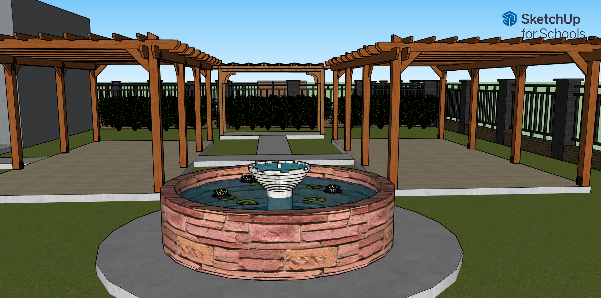 Sketchup Outdoor Patio View 1