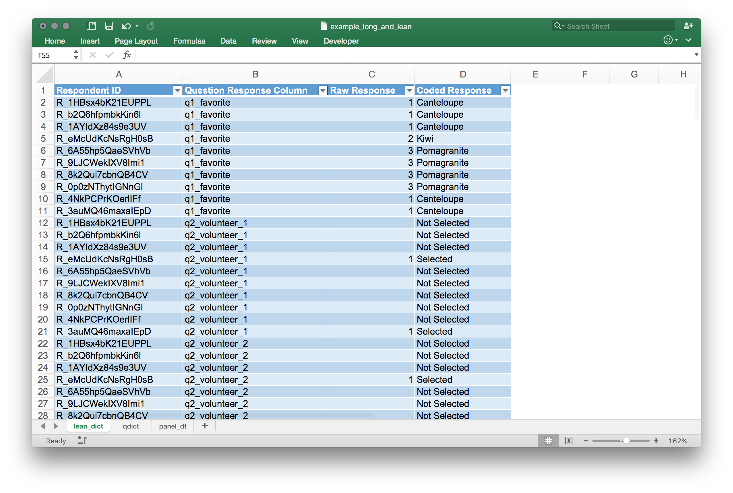 lean responses worksheet