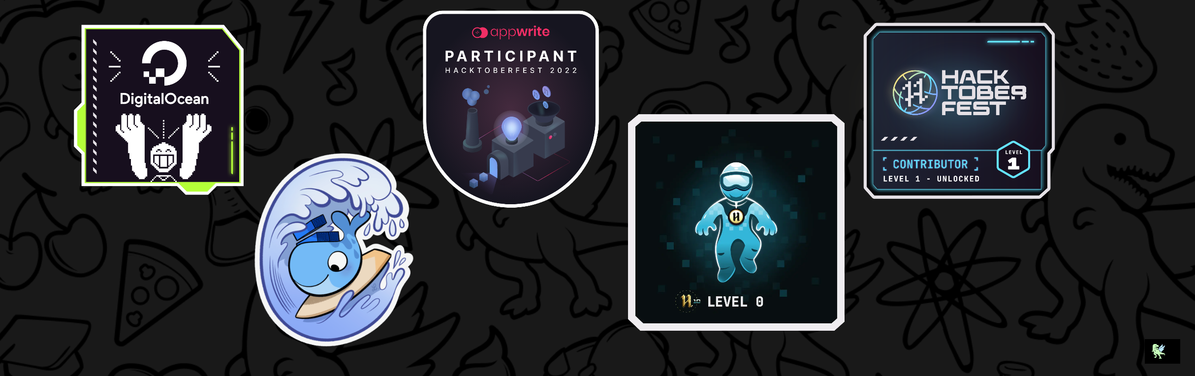 An image of @keerthana's Holopin badges, which is a link to view their full Holopin profile