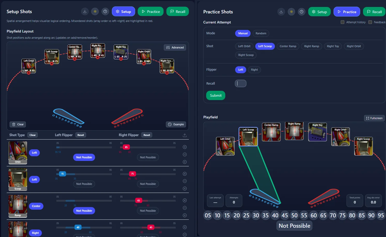 Pinball Accuracy Memory Trainer Screenshot