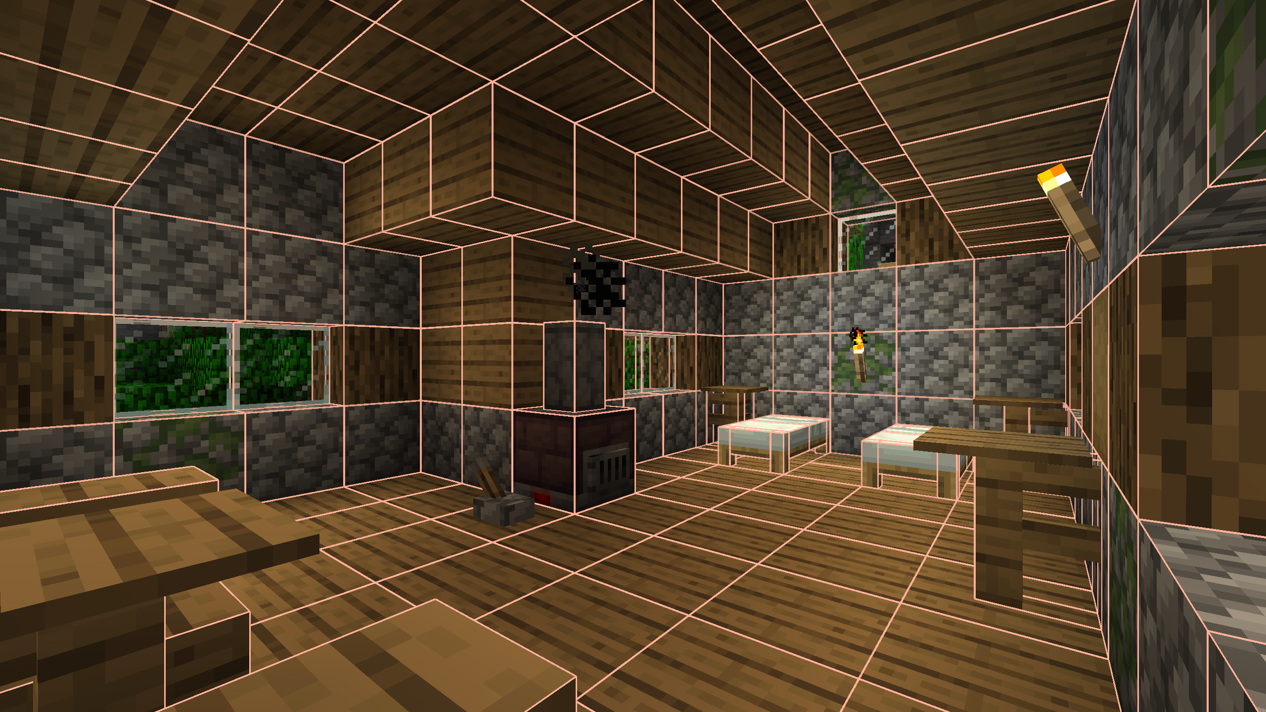 A hearth with debug mode in a room