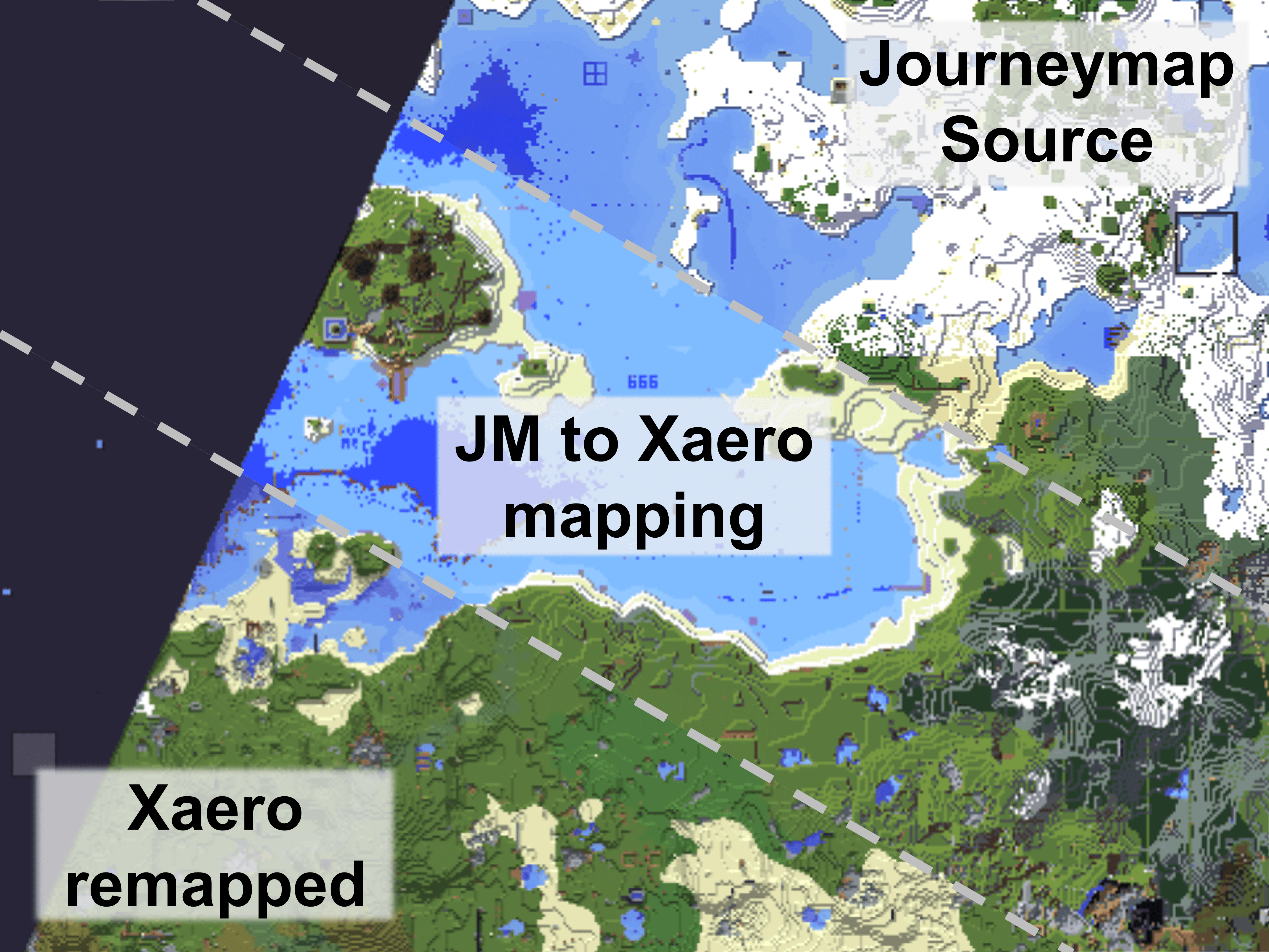 Journeymap to Xaero mapping visualization