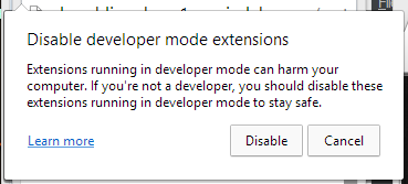 "Disable devolper mode extensions"