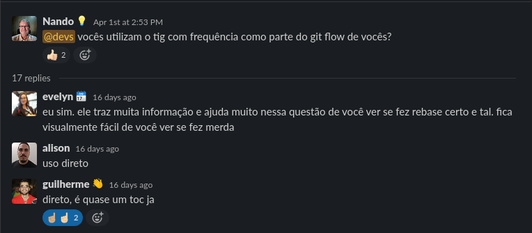 Dúvida sobre a frequência de uso do tig