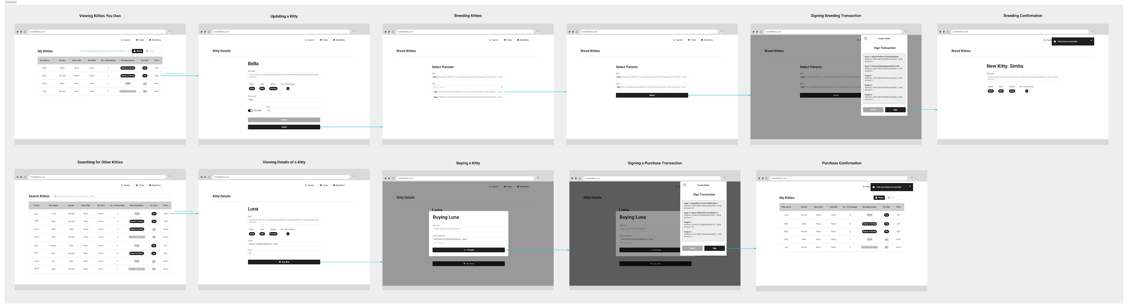 Wallet wireframes