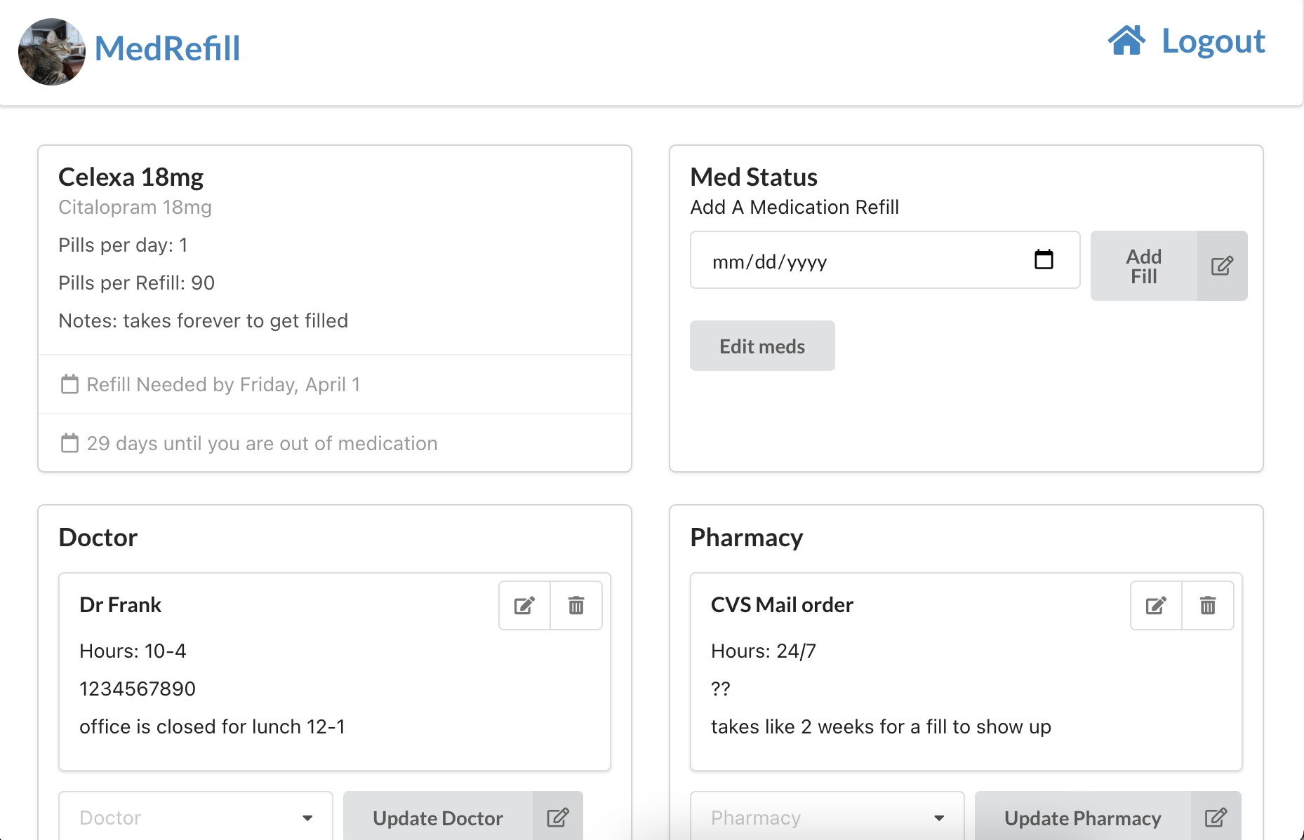 medication detail page