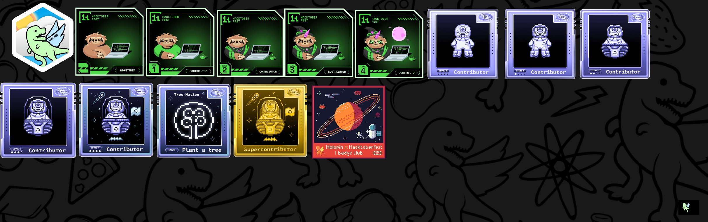 An image of @jtuluve's Holopin badges, which is a link to view their full Holopin profile