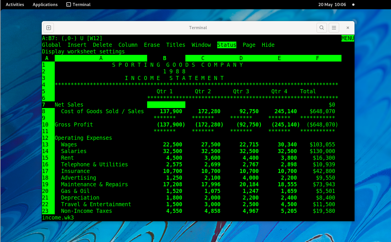 Lotus 1-2-3 for Linux