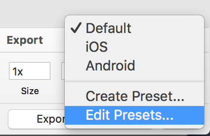 Sketch presets dropdown