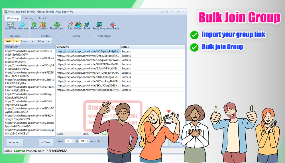 Whatsapp Bulk Sender | Group Sender |Auto Reply +License KeyGen App-Full Reseller