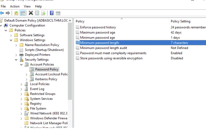 Finding the Minimum password length policy.