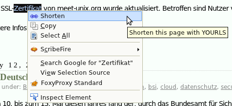 Context-menu when selected