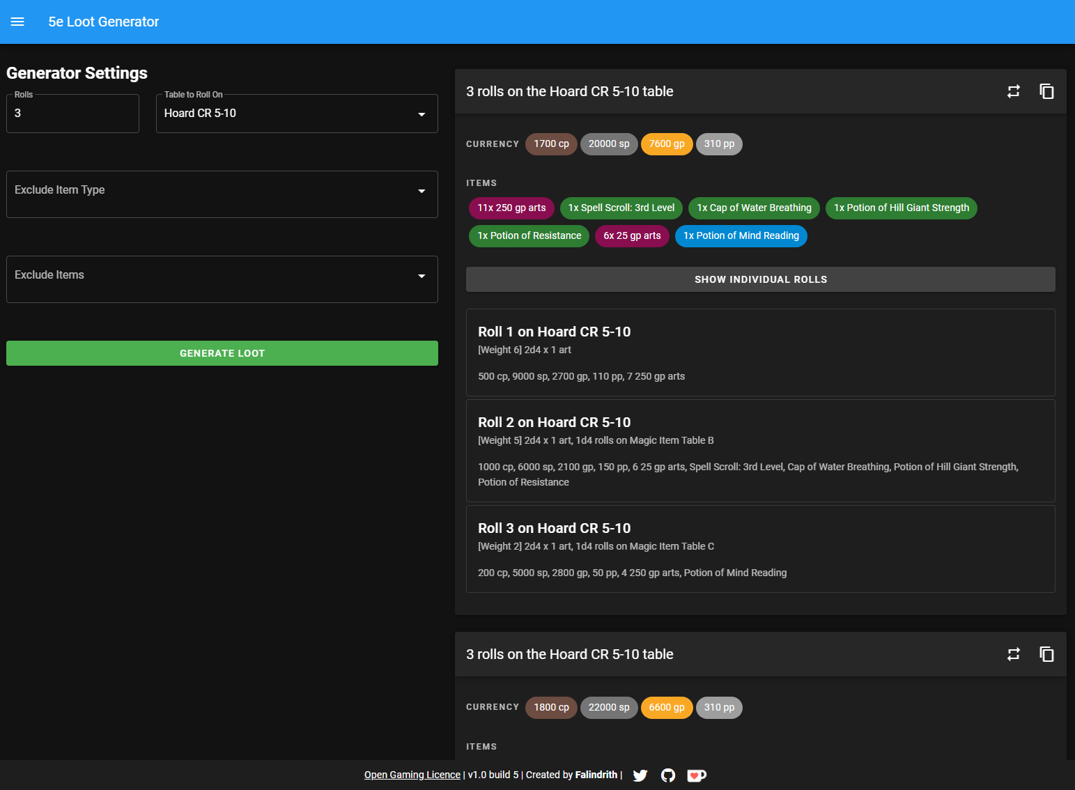 5e Loot Gen Screenshot