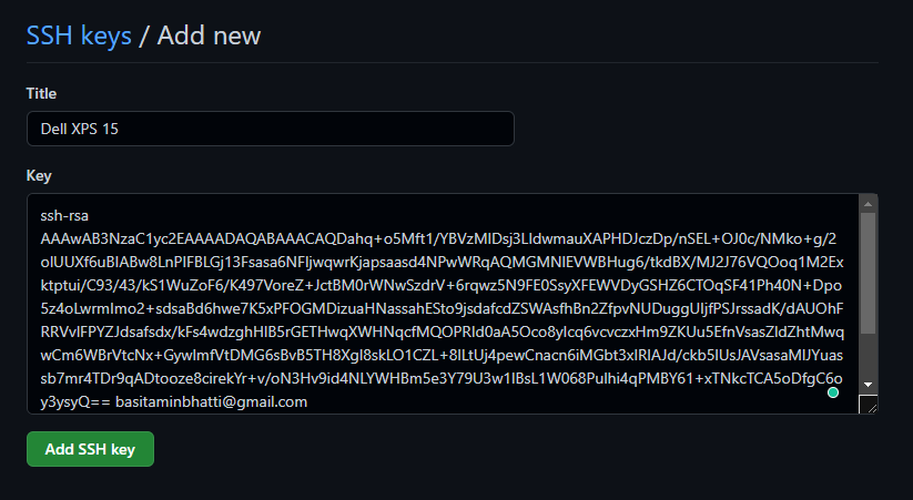 Add new SSH Key