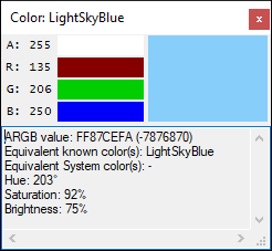 Color visualizer appears as read-only.