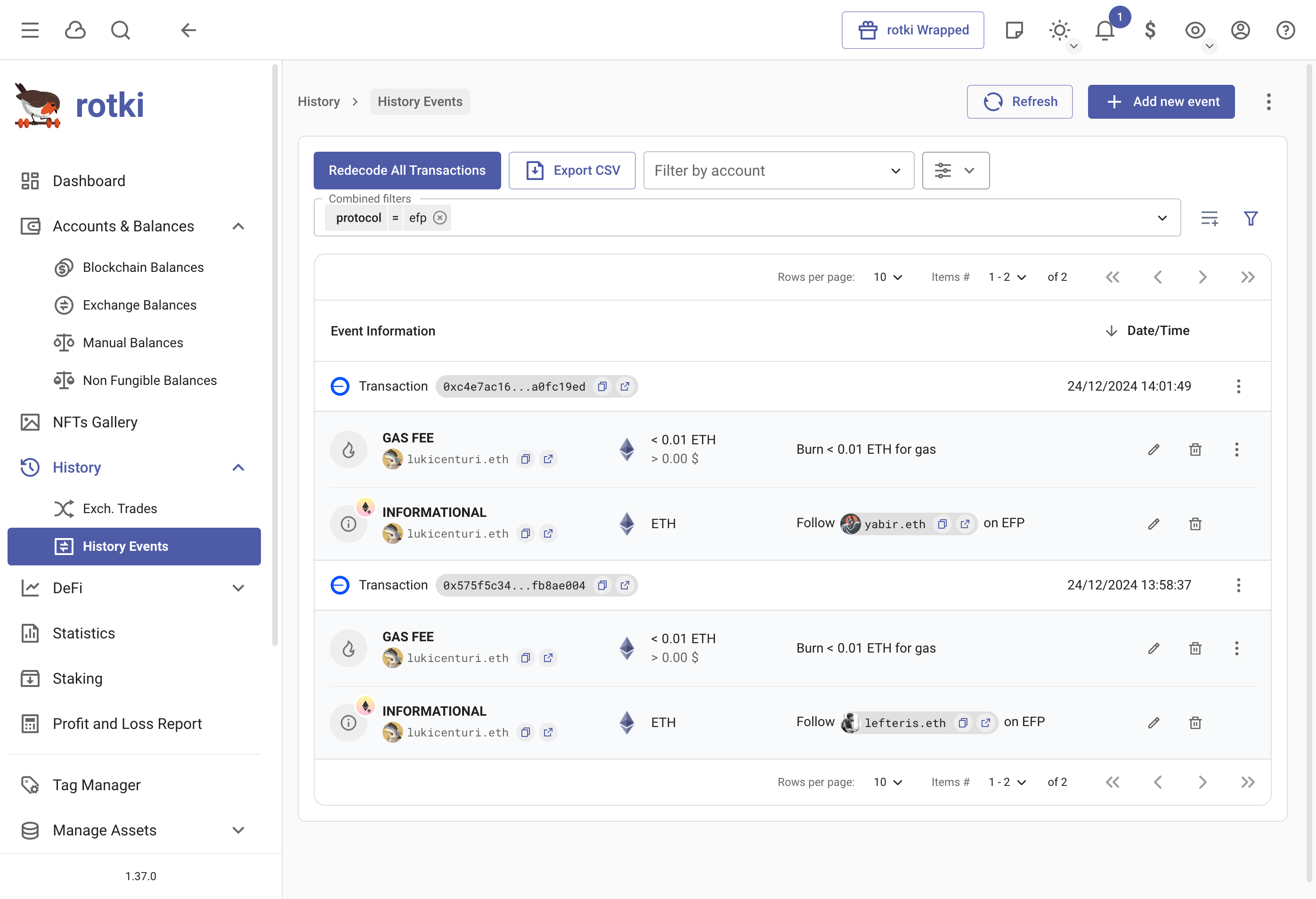 EFP transactions