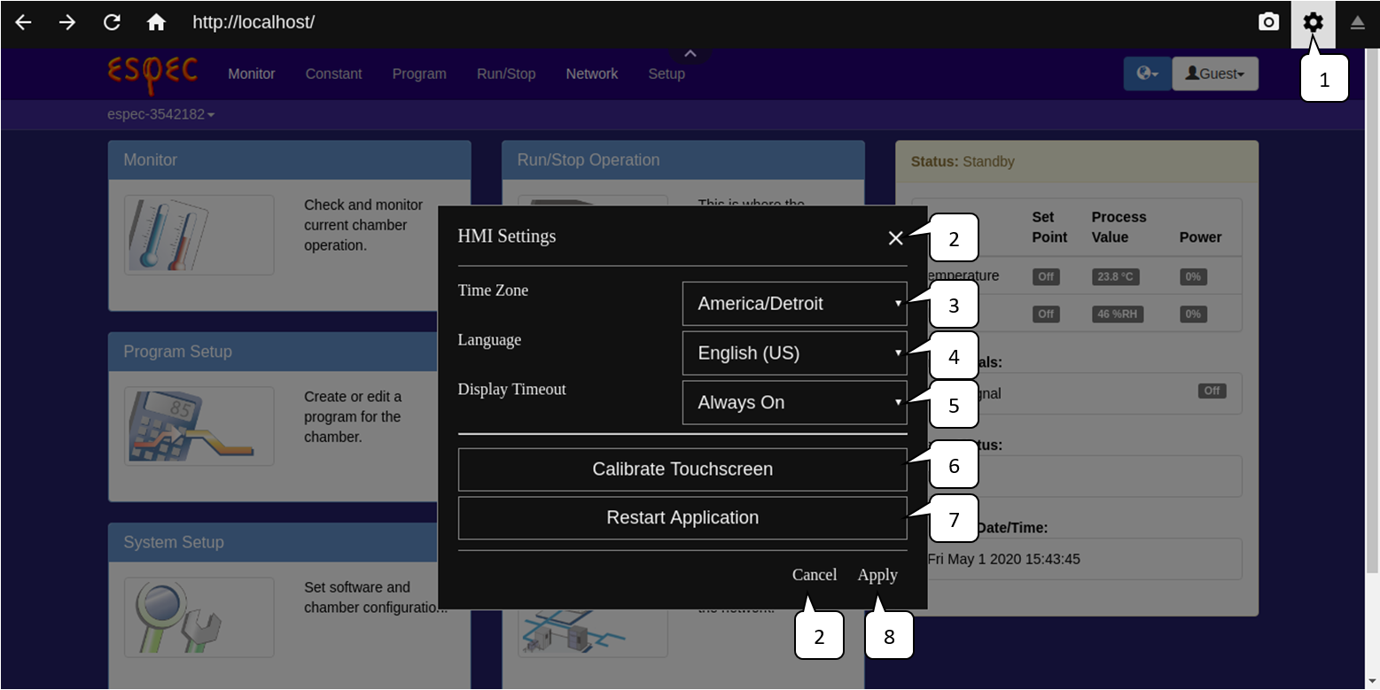 HMI Application Settings