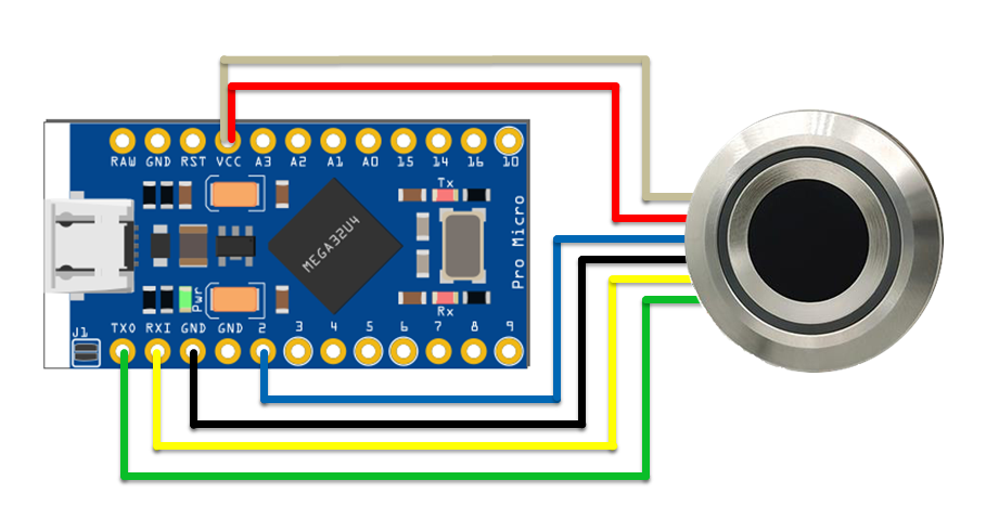 Schaltplan / Anschlussplan R503 Fingerprint und Arduino Pro Micro