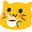 cute kitten drinking coffe