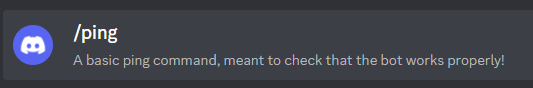 screenshot of /ping command