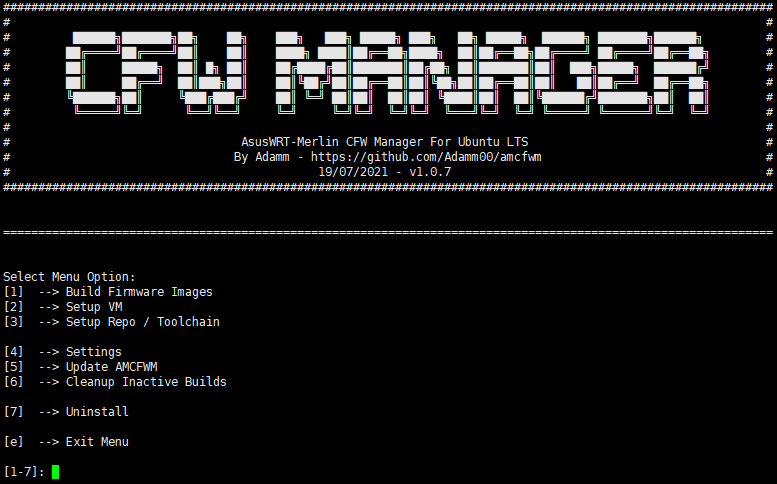 AMCFWM Menu