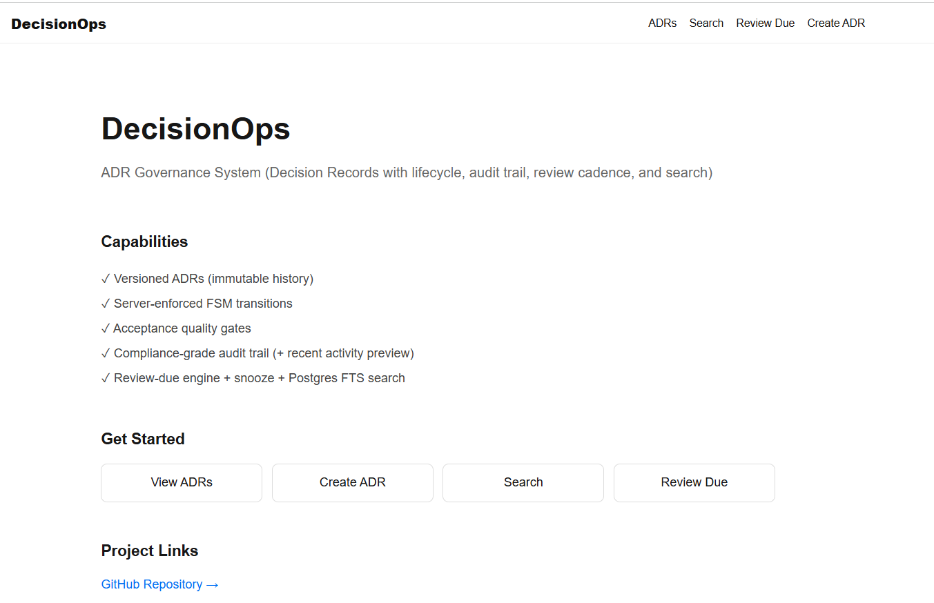 DecisionOps – ADR Governance System