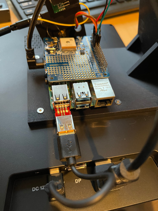 Monitor connections for HDMI video and USB touchscreen