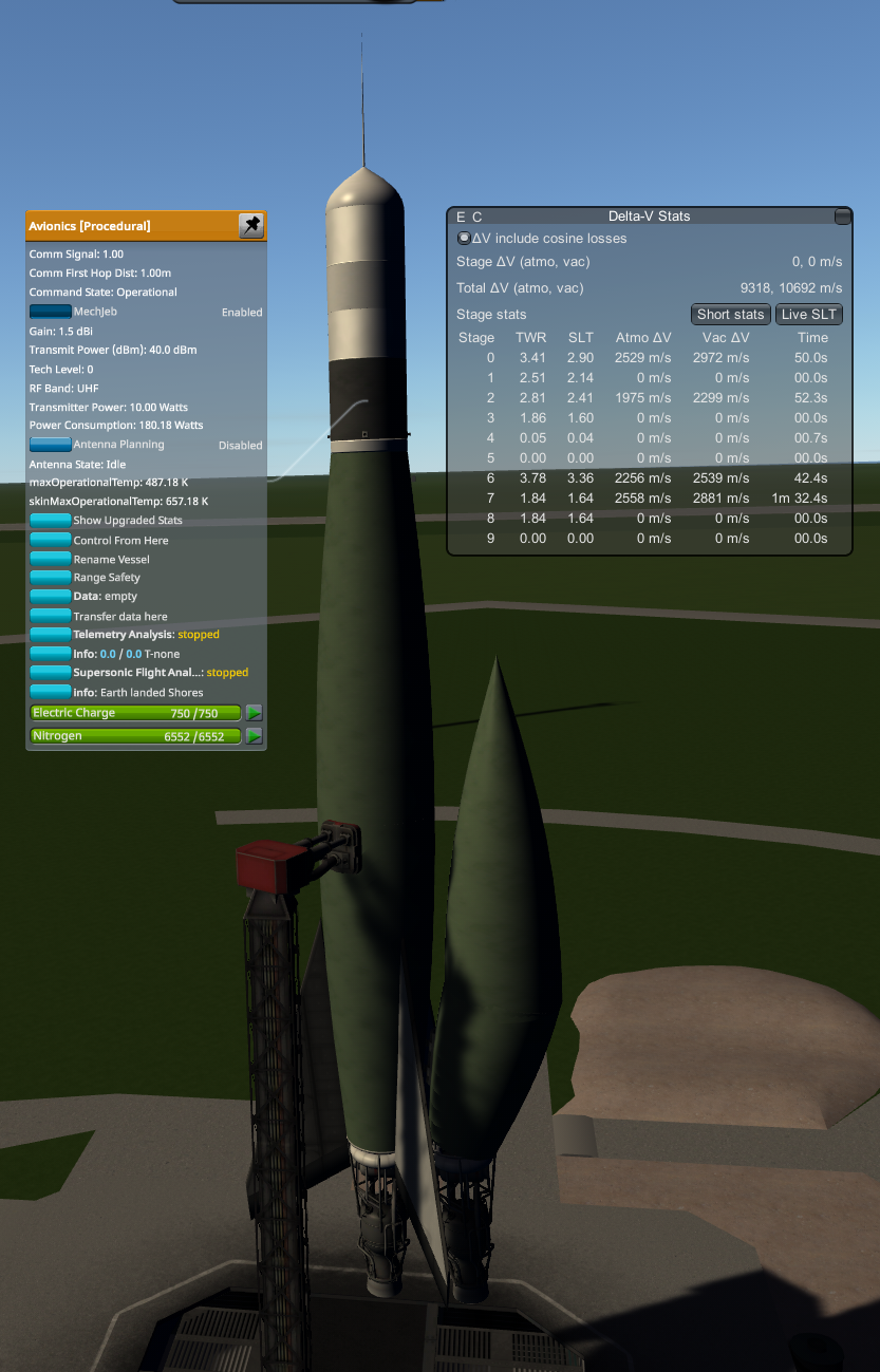 50t to orbit: 1x XASR-bee, 2xJPL-bee, RD103 & 101 started on pad. Tank 3.