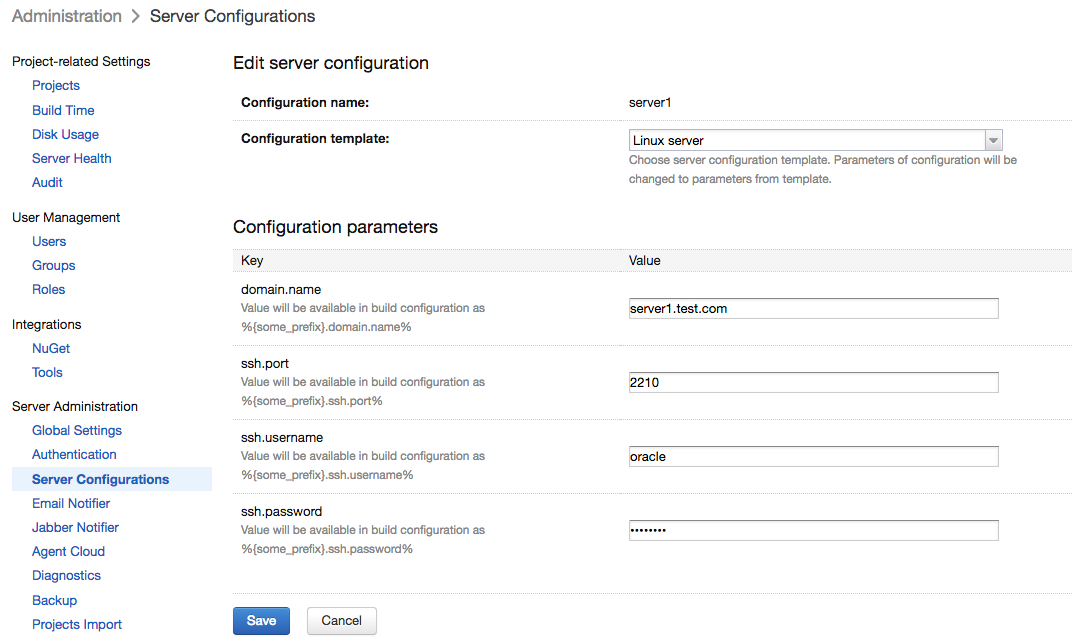 Server configuration