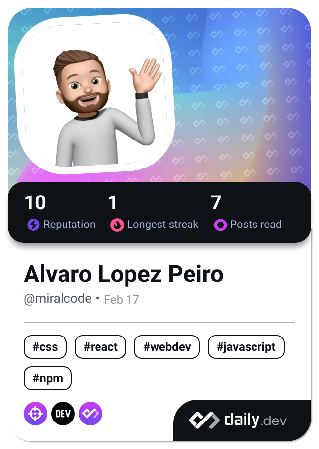 Alvaro Lopez Peiro's Dev Card