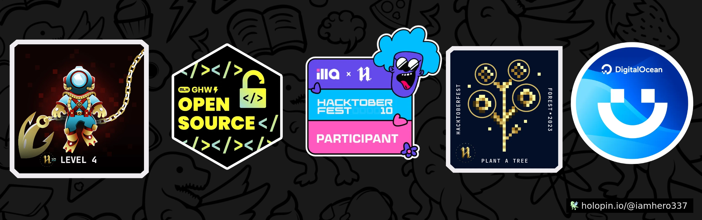 An image of @iamhero337's Holopin badges, which is a link to view their full Holopin profile