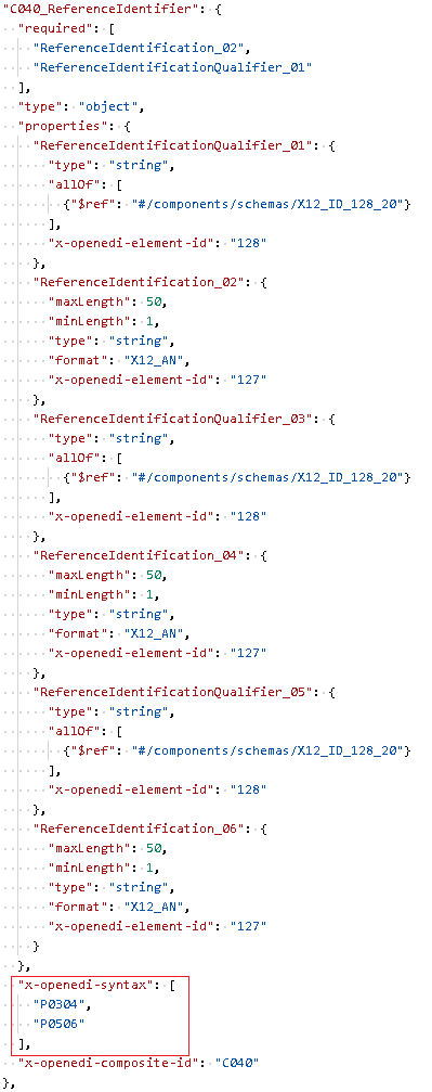 Example of EDI syntax rules