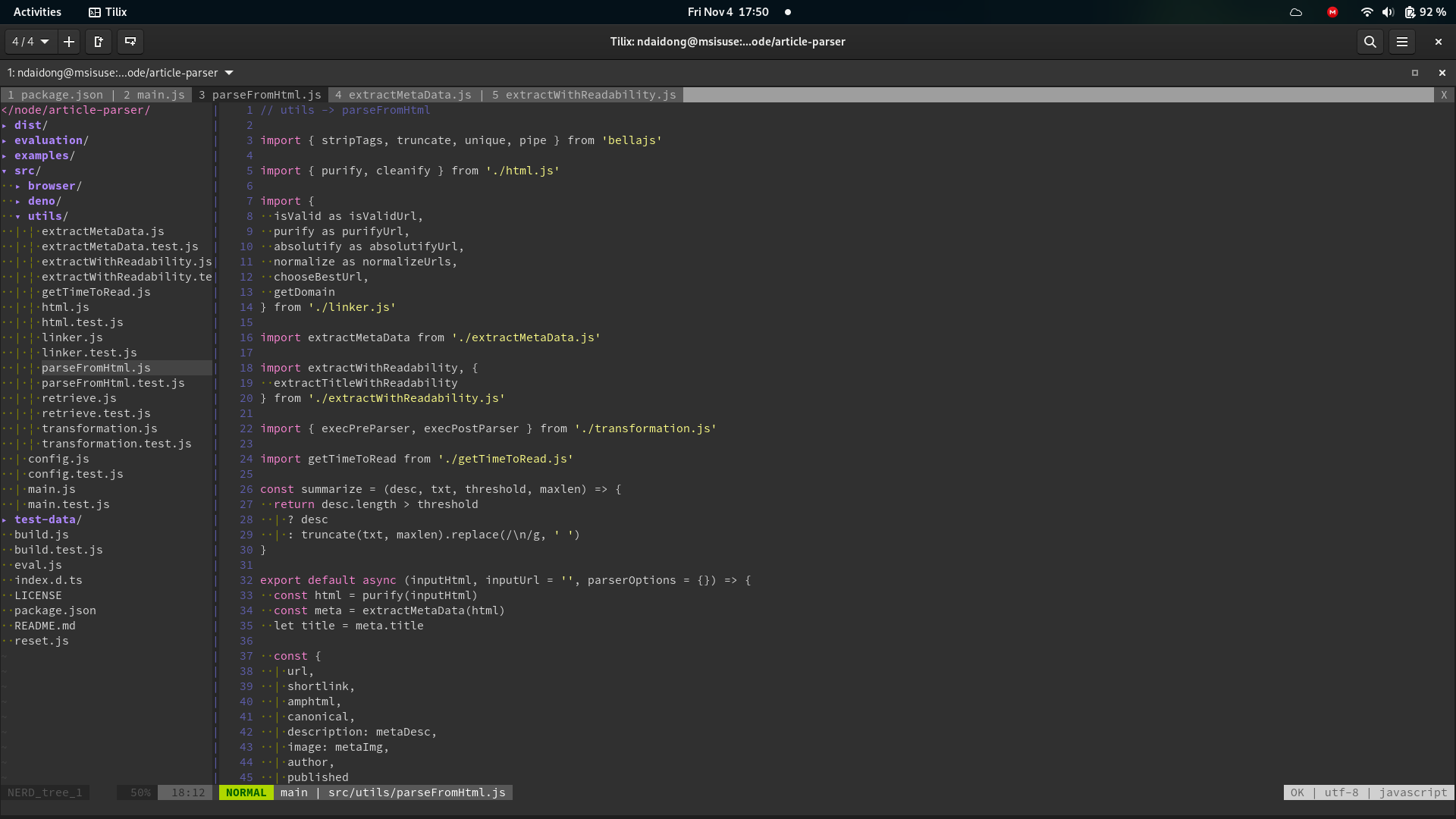 VIM in my desktop - JavaScript