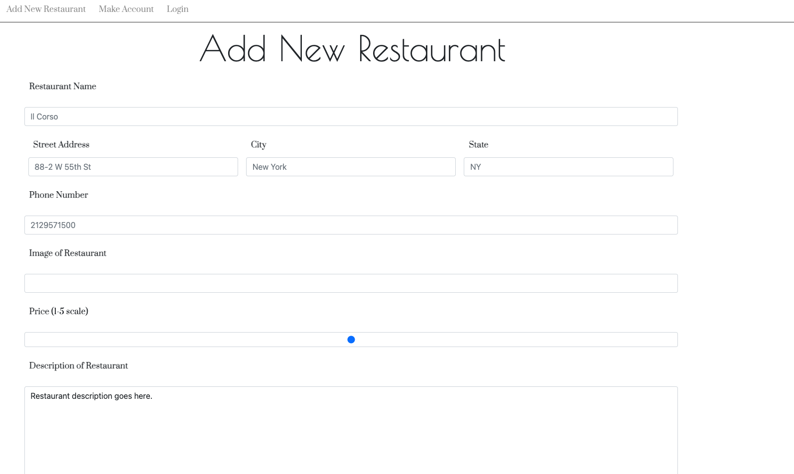 add new restaurant