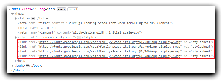 Scada font load 4 times