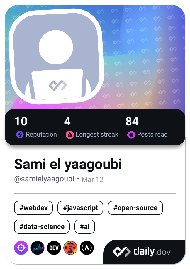 Sami el yaagoubi's Dev Card