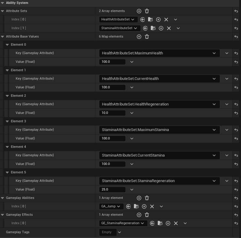 Ability System Initialization Data