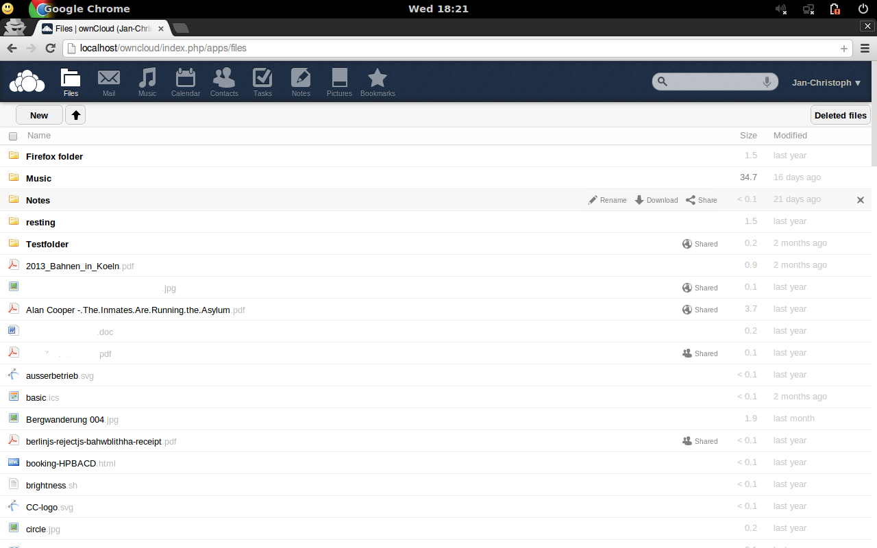 ownCloud nav new Files