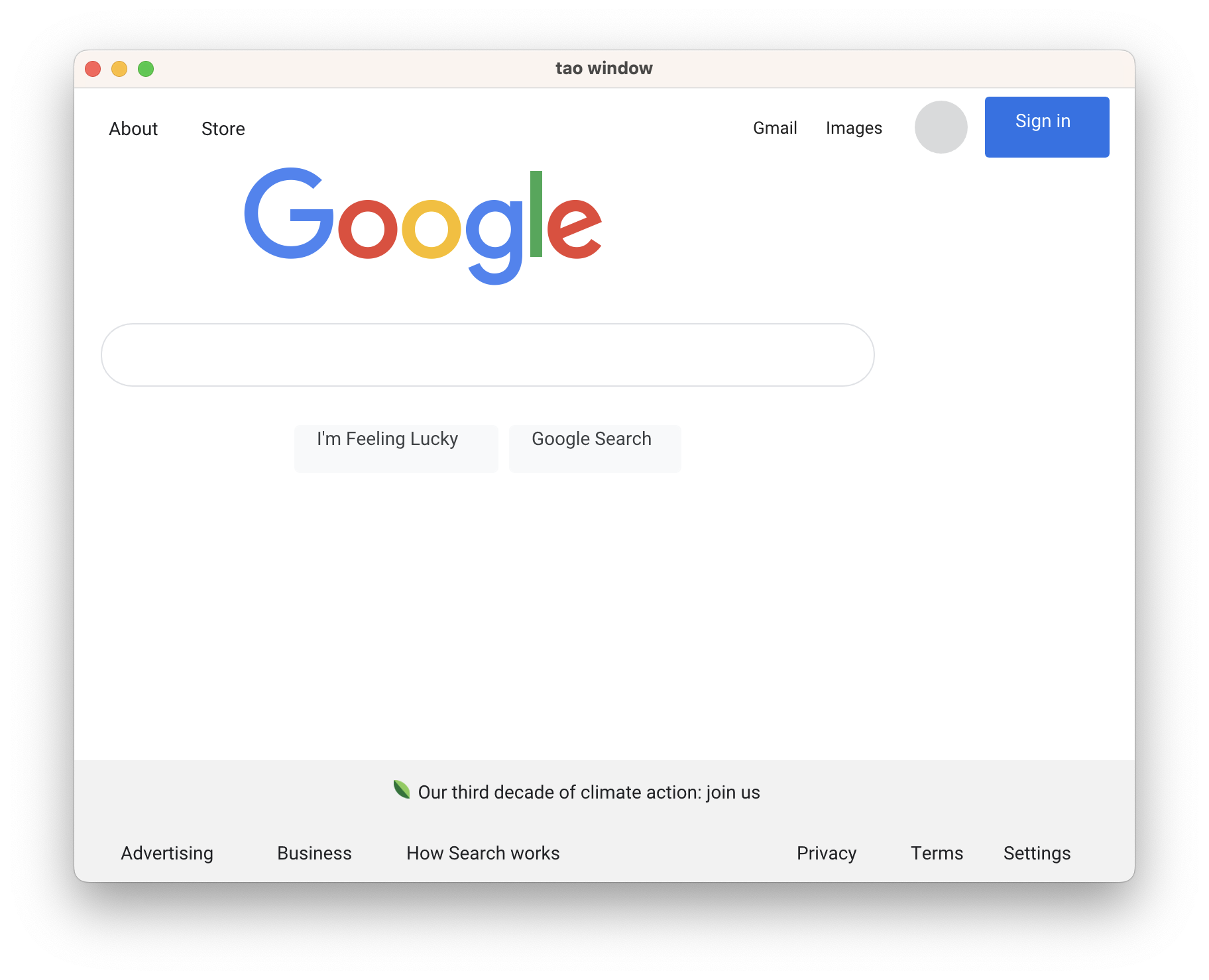 Google page rendered by blitz