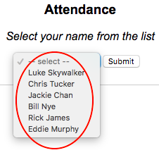 choose name for attendance log