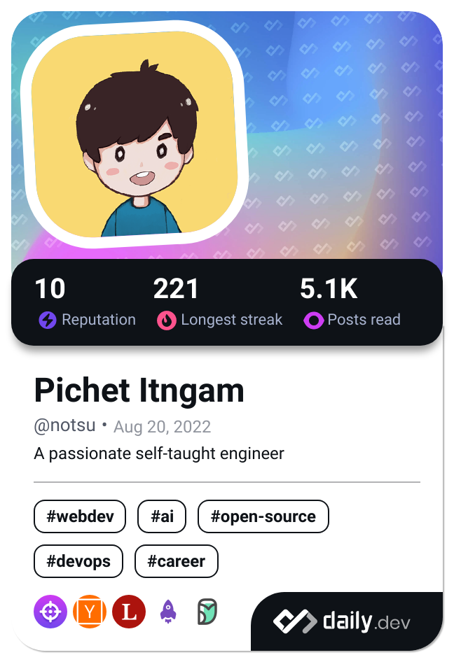 Pichet Itngam's Dev Card