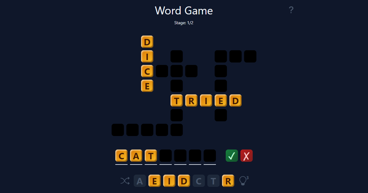 A screenshot of "word game"