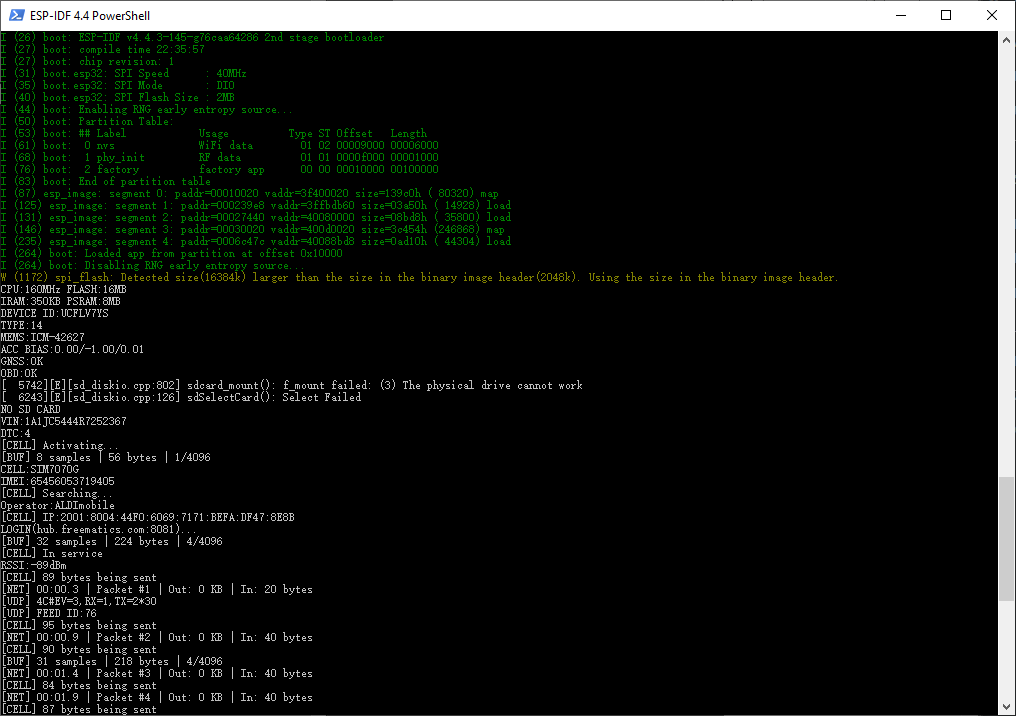 esp-idf telelogger running