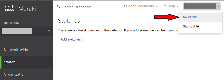 Image Meraki dashboard profile link