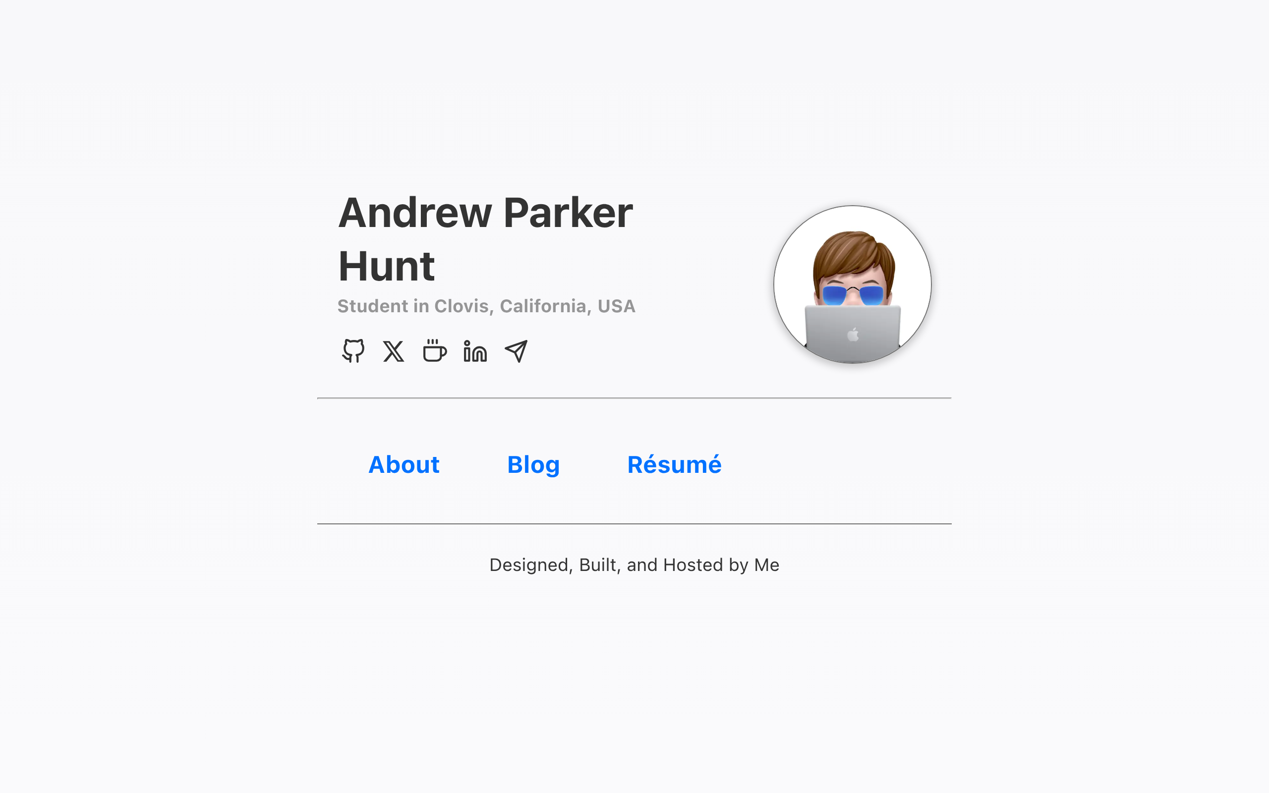 Screenshot of parkerhunt.me