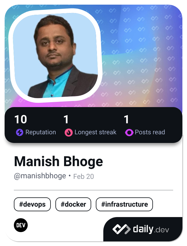 Manish Bhoge's Dev Card