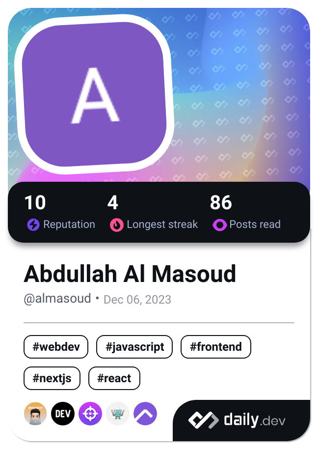 Abdullah Al Masoud's Dev Card