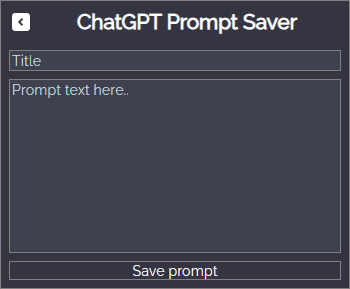 GitHub - david-learner/prompt-saver: A Chrome extension that serves as ...