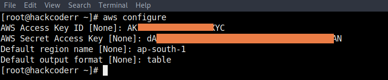 aws configure